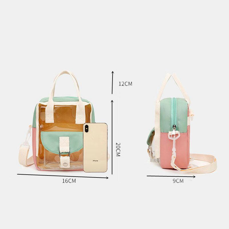 Damen Transparenter Patchwork Wasserdichter Rucksack Schultasche