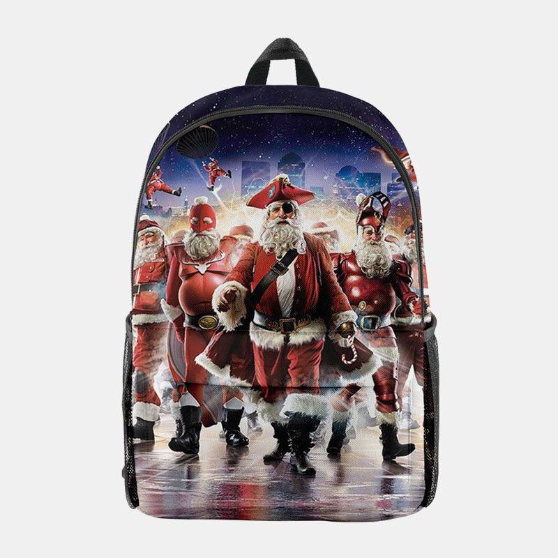 Damen Weihnachten Festlicher Dreidimensionaler Elch Weihnachtsmann Druck Casual Universal Schultasche Rucksack