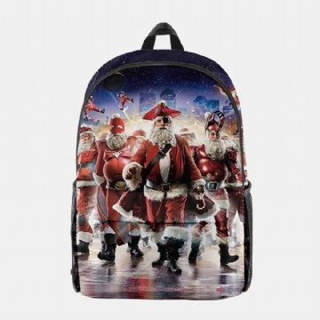 Damen Weihnachten Festlicher Dreidimensionaler Elch Weihnachtsmann Druck Casual Universal Schultasche Rucksack