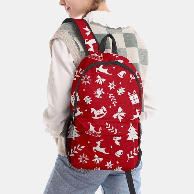 Damen Weihnachten Festlicher Dreidimensionaler Elch Weihnachtsmann Druck Casual Universal Schultasche Rucksack