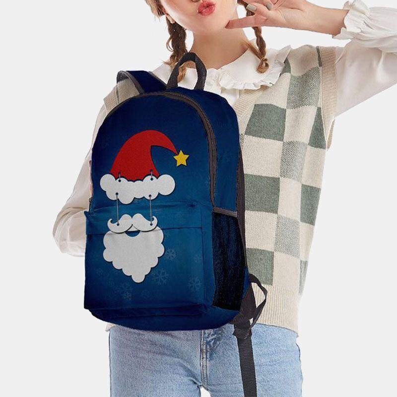 Damen Weihnachten Festlicher Dreidimensionaler Elch Weihnachtsmann Druck Casual Universal Schultasche Rucksack