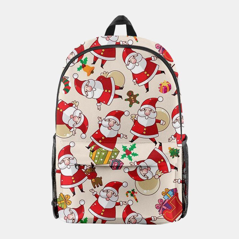 Damen Weihnachten Festlicher Dreidimensionaler Elch Weihnachtsmann Druck Casual Universal Schultasche Rucksack