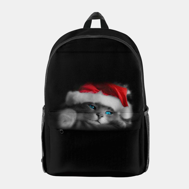 Damen Weihnachten Festlicher Dreidimensionaler Elch Weihnachtsmann Druck Casual Universal Schultasche Rucksack