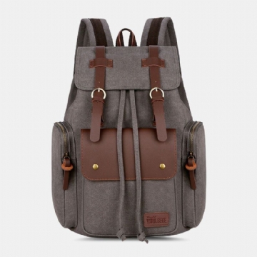 Herren Canvas Große Kapazität Multi Taschen Rucksack Vintage 15.6 Zoll Laptoptasche Reisetasche