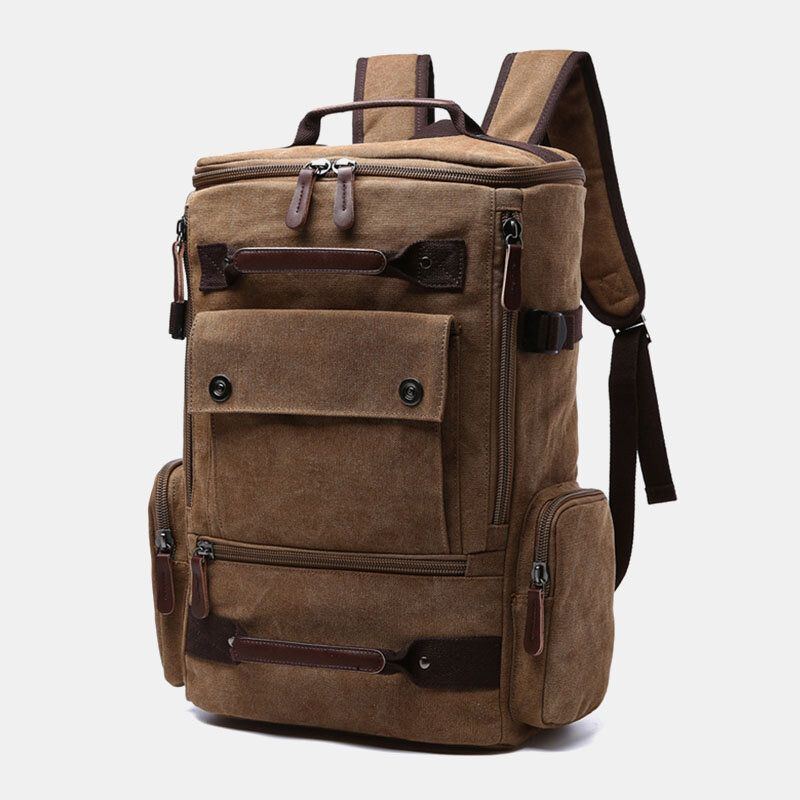 Herren Canvas Multi Pocket Große Kapazität Multifunktions Laptop Casual Rucksack Reisetasche