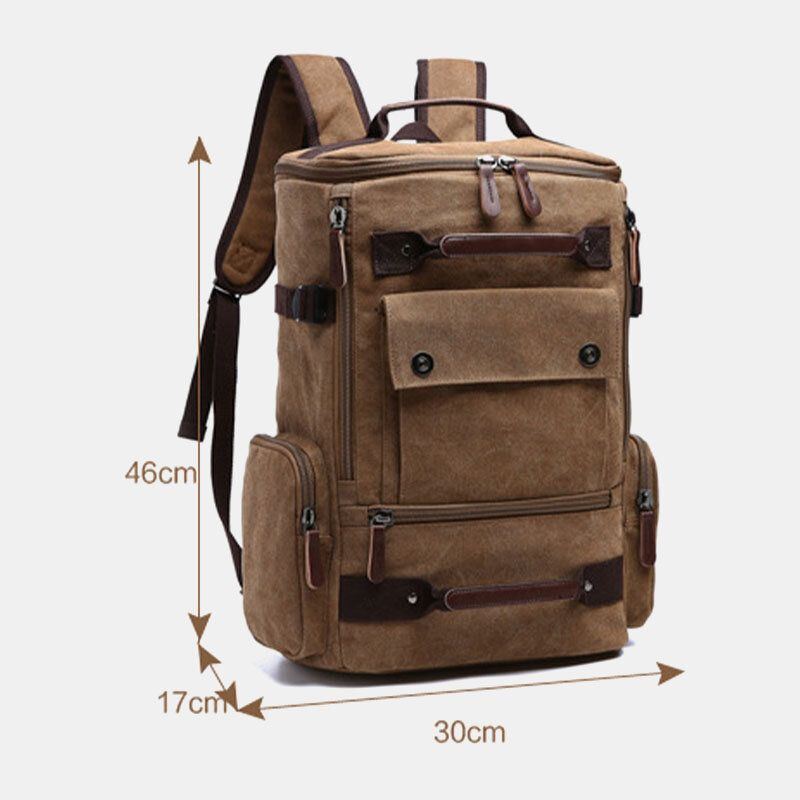 Herren Canvas Multi Pocket Große Kapazität Multifunktions Laptop Casual Rucksack Reisetasche