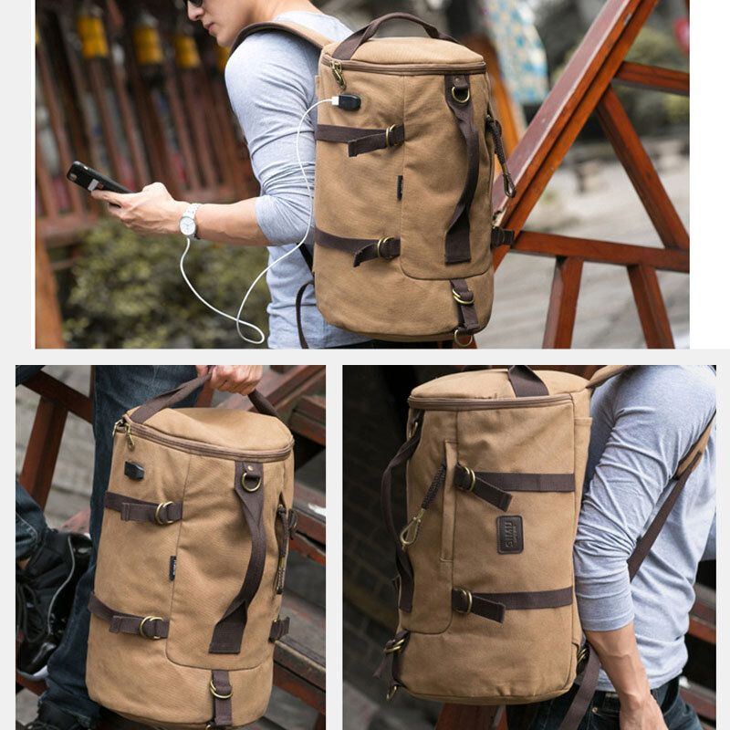 Herren Canvas Reiserucksack Multifunktions Mit Usb Ladefunktion Handtasche Umhängetasche Umhängetasche