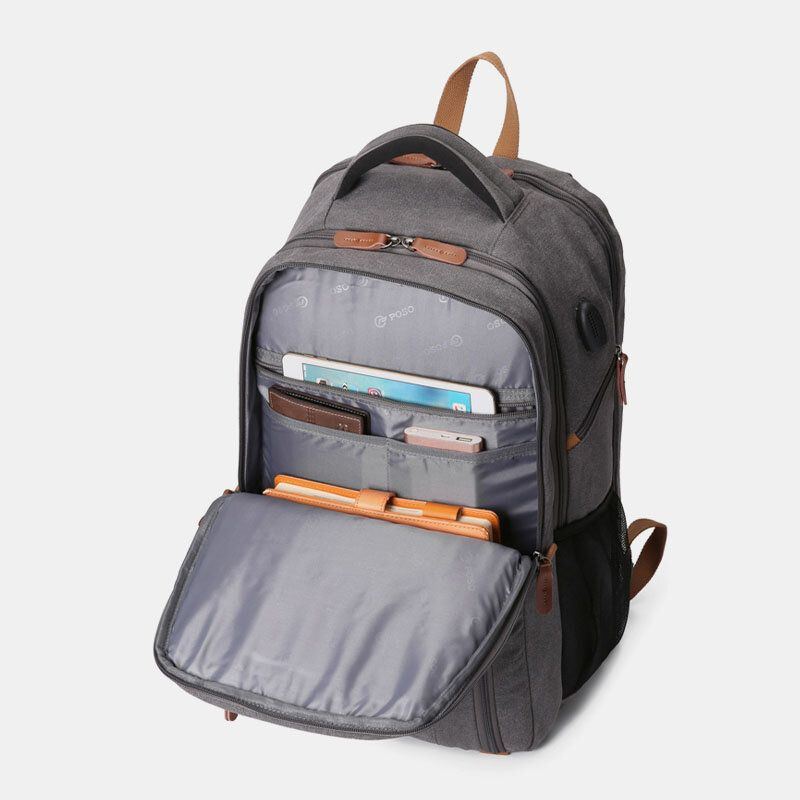 Herren Canvas Super Große Kapazität Multi Fächer Studentenrucksack Casual 17 Laptoptasche Reisetasche