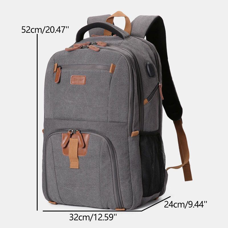 Herren Canvas Super Große Kapazität Multi Fächer Studentenrucksack Casual 17 Laptoptasche Reisetasche