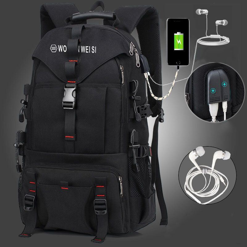 Herren Große Kapazität Wasserdichter Usb Laderucksack Mit Mehreren Taschen Für 14 Zoll Laptop Reise Kletterrucksack