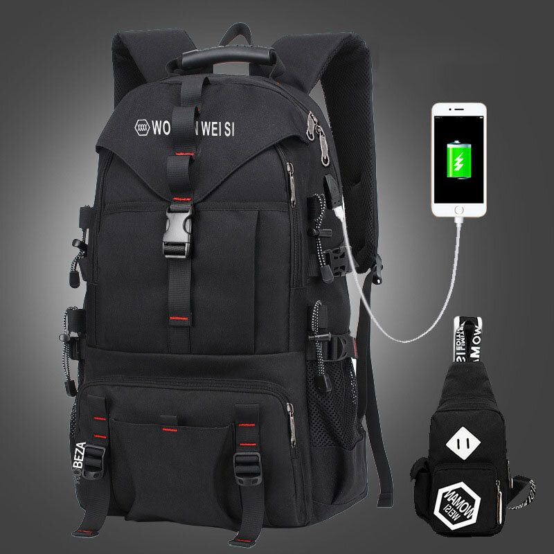 Herren Große Kapazität Wasserdichter Usb Laderucksack Mit Mehreren Taschen Für 14 Zoll Laptop Reise Kletterrucksack