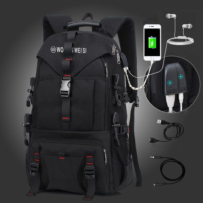 Herren Große Kapazität Wasserdichter Usb Laderucksack Mit Mehreren Taschen Für 14 Zoll Laptop Reise Kletterrucksack