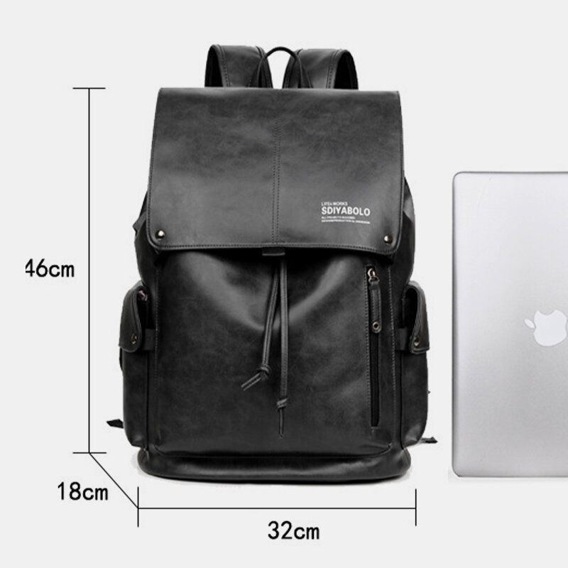 Herren Kunstleder Große Kapazität Wasserdicht 13.3 Zoll Laptoptasche Reisetasche Rucksack Mit Usb Aufladung