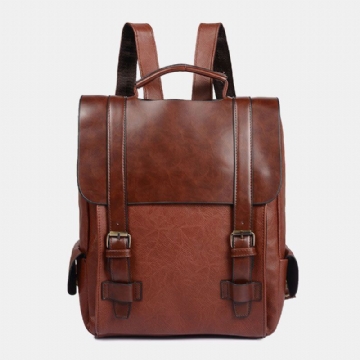 Herren Kunstleder Retro Business Outdoor Wasserdichte Große Kapazität Schultasche Rucksack