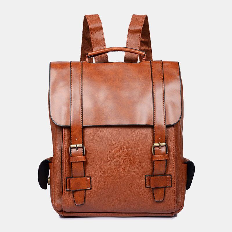 Herren Kunstleder Retro Business Outdoor Wasserdichte Große Kapazität Schultasche Rucksack