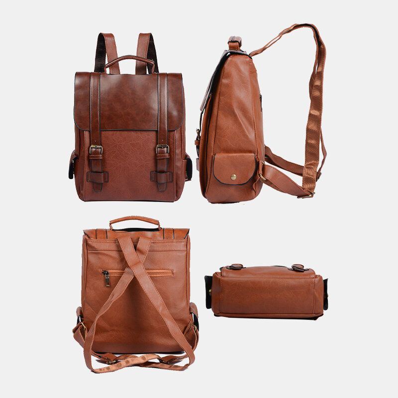 Herren Kunstleder Retro Business Outdoor Wasserdichte Große Kapazität Schultasche Rucksack