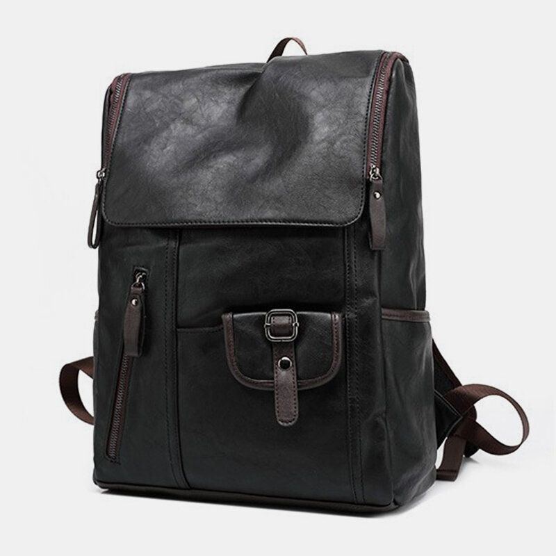 Herren Kunstleder Solid Casual Business 14 Zoll Laptoptasche Reisetasche Rucksack