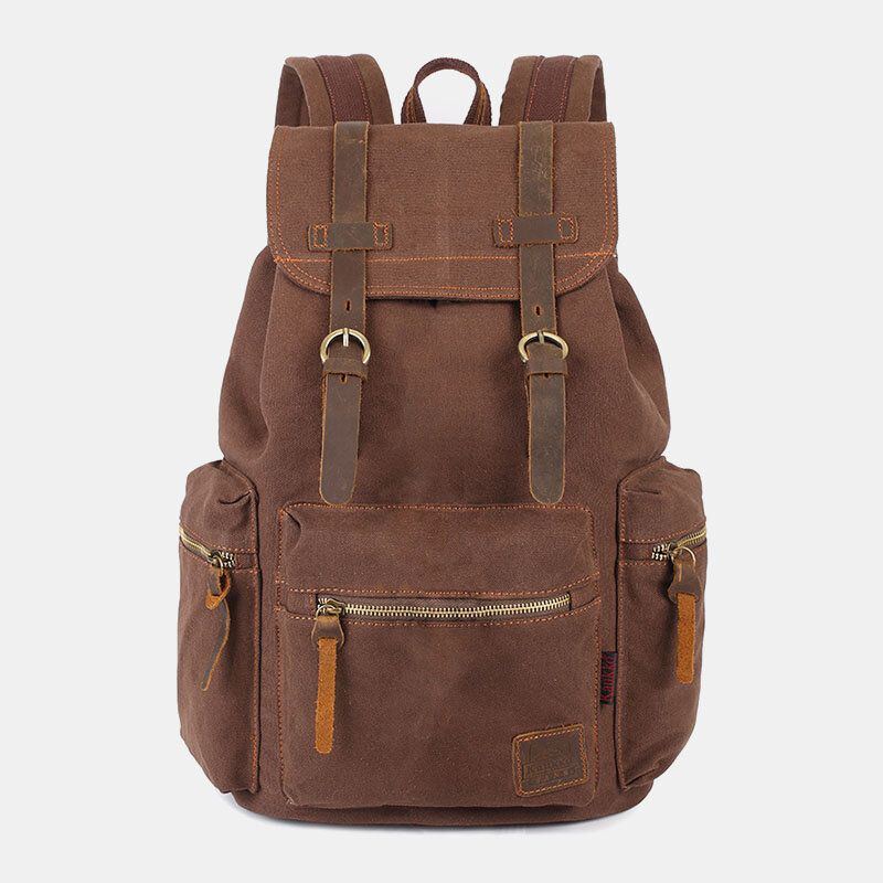 Herren Leinwand Retro Multifunktions 14 Zoll Laptoptasche Casual Große Kapazität Kordelzug Wasserdichter Rucksack