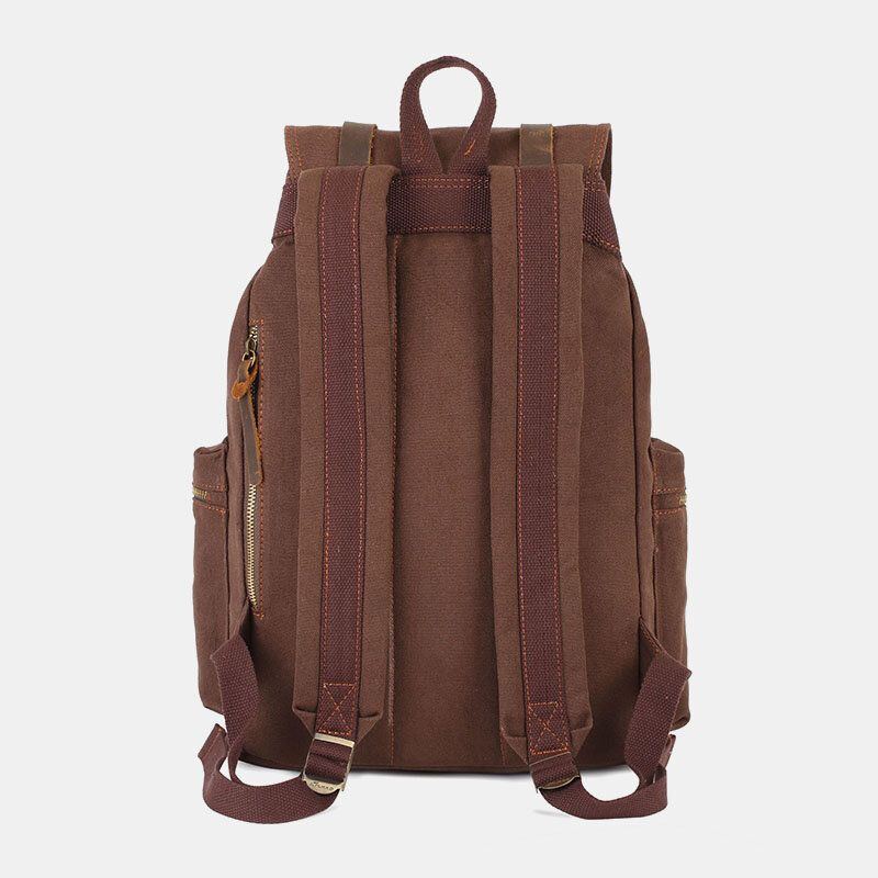 Herren Leinwand Retro Multifunktions 14 Zoll Laptoptasche Casual Große Kapazität Kordelzug Wasserdichter Rucksack