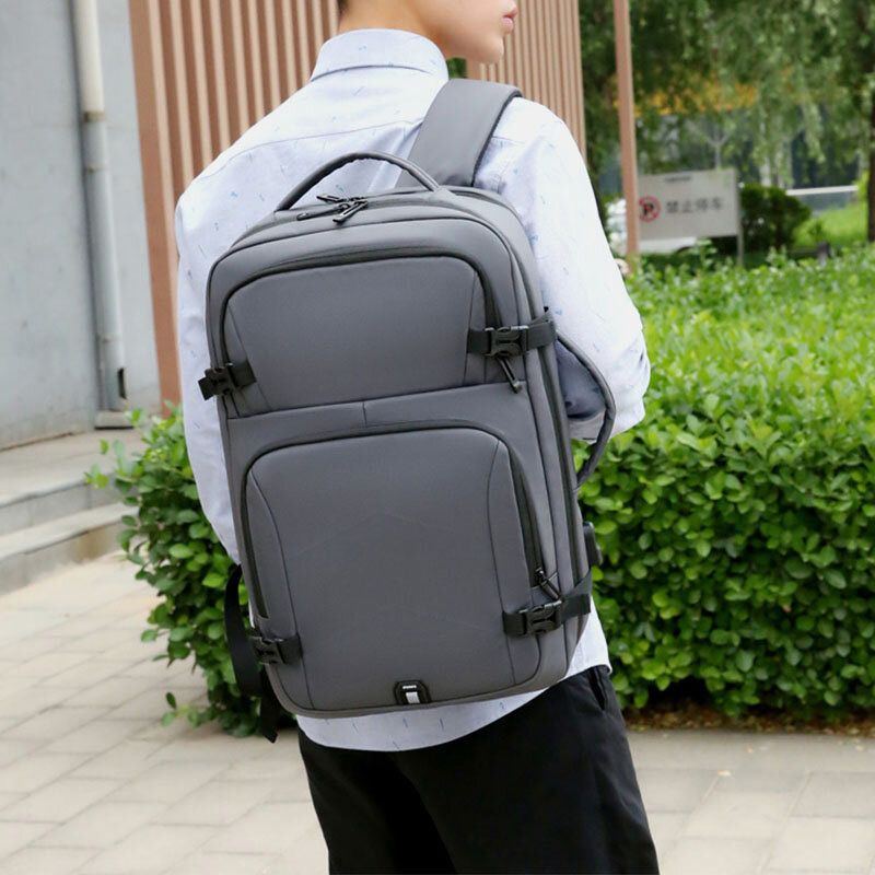 Herren Nylon Große Kapazität 14 Zoll Laptoptasche Mehrlagiger Business Casual Reiserucksack Mit Usb Aufladung