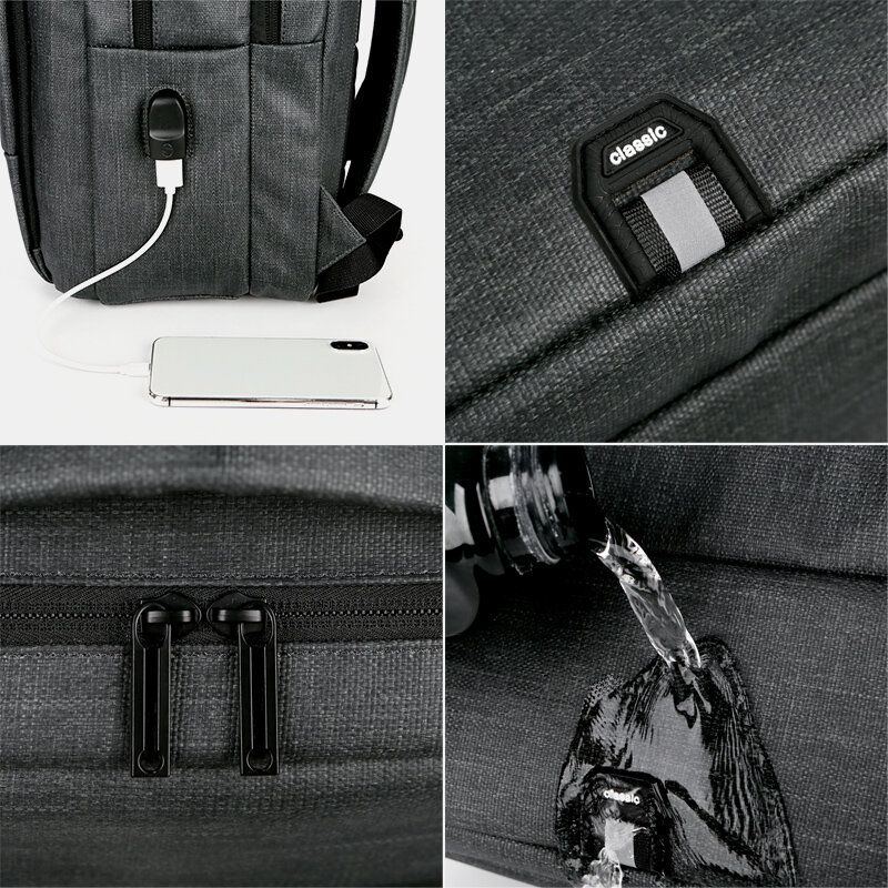 Herren Nylon Große Kapazität 14 Zoll Laptoptasche Mehrlagiger Business Casual Reiserucksack Mit Usb Aufladung