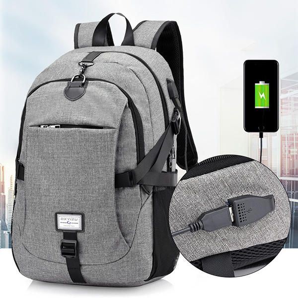 Herren Nylon Laptop Rucksack Mit Großer Kapazität Und Usb Ladeanschluss