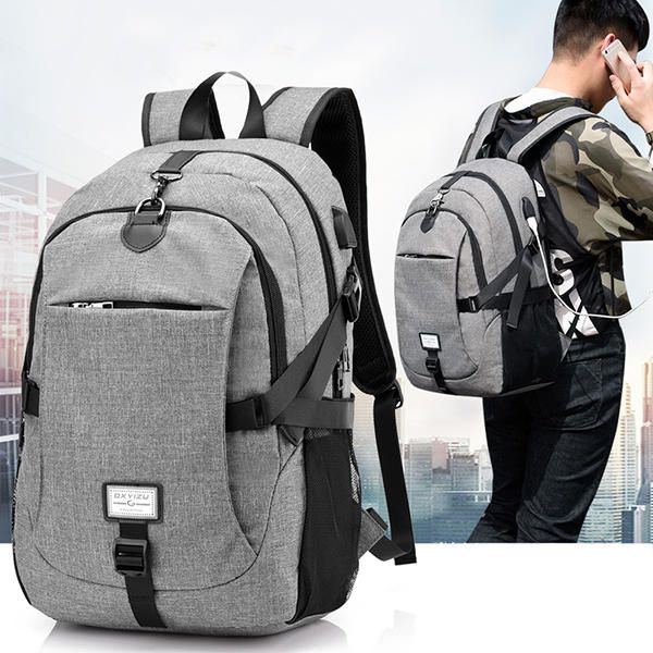 Herren Nylon Laptop Rucksack Mit Großer Kapazität Und Usb Ladeanschluss