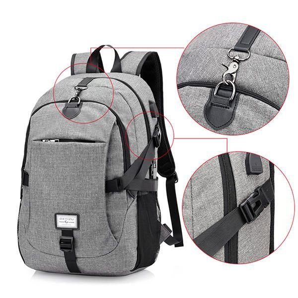 Herren Nylon Laptop Rucksack Mit Großer Kapazität Und Usb Ladeanschluss