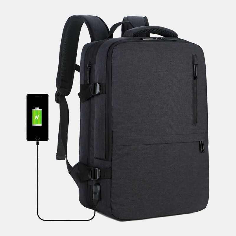 Herren Oxford Erweiterungskapazität Usb Aufladung Multi Pocket Business Laptop Rucksack