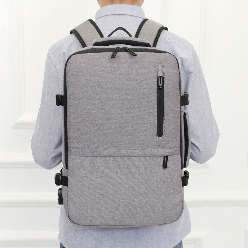 Herren Oxford Erweiterungskapazität Usb Aufladung Multi Pocket Business Laptop Rucksack