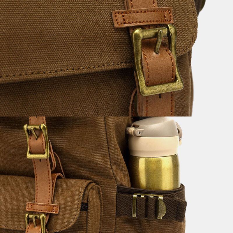 Herren Rucksack Aus Echtem Leder Und Segeltuch Mit Usb Aufladung Retro Reise Outdoor Rucksack Mit Großer Kapazität