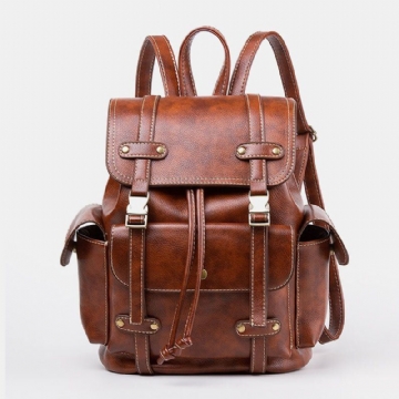 Herren Rucksack Aus Kunstleder Unisex Business Retro Einfarbig Täglich Große Kapazität Schulranzen