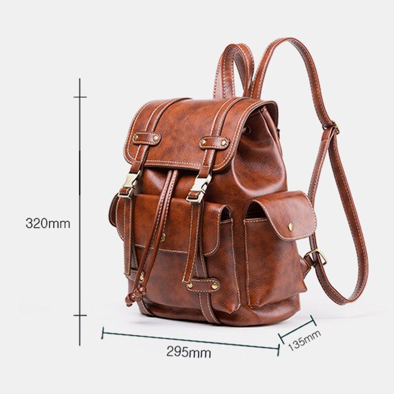 Herren Rucksack Aus Kunstleder Unisex Business Retro Einfarbig Täglich Große Kapazität Schulranzen