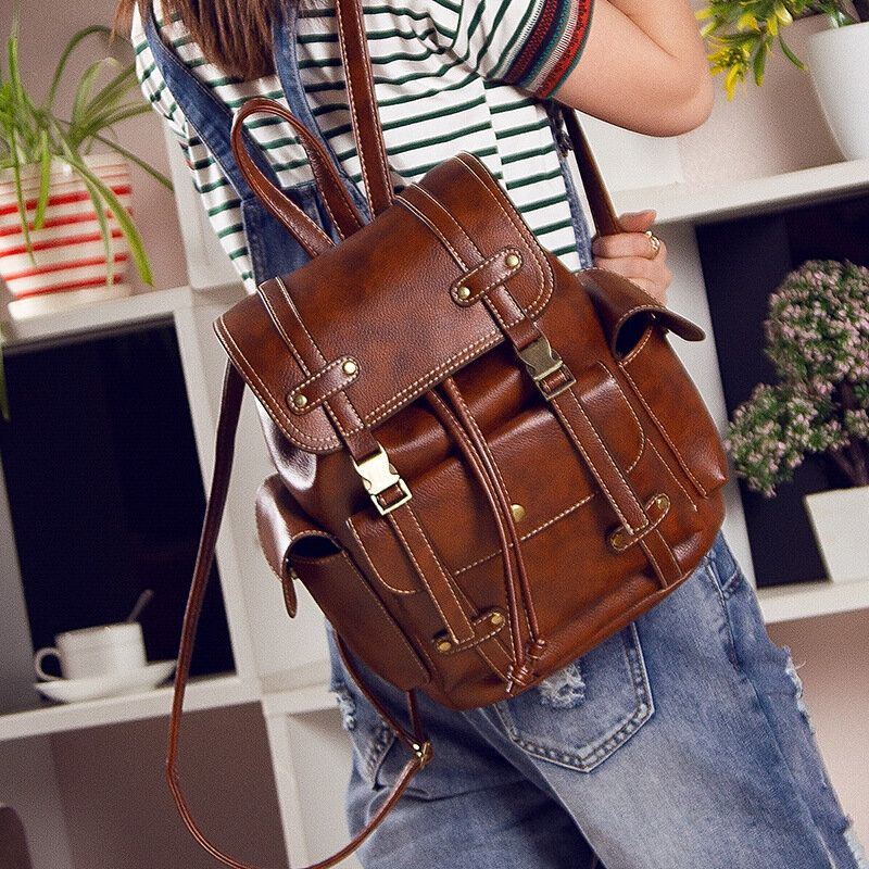 Herren Rucksack Aus Kunstleder Unisex Business Retro Einfarbig Täglich Große Kapazität Schulranzen