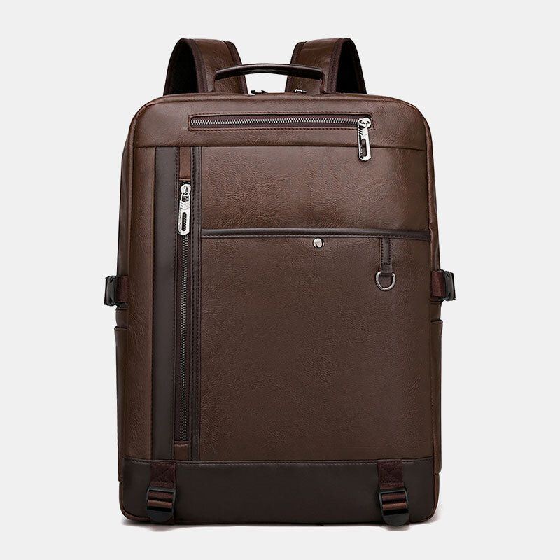 Herren Rucksack Aus Pu Leder Mit Usb Aufladung Modisch Lässig Große Kapazität 15.6 Zoll Laptoptasche