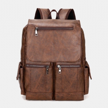 Herren Rucksack Mit Mehreren Taschen Leicht Atmungsaktiv Dekompressionsdesign Multifunktional Wasserdicht Aus Pu Weiches Leder Umhängetasche Studententasche