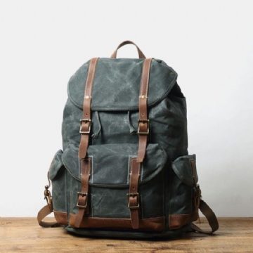 Herren Segeltuch Retro Reise Outdoor Wanderrucksack Mit Großem Fassungsvermögen Und Mehreren Taschen