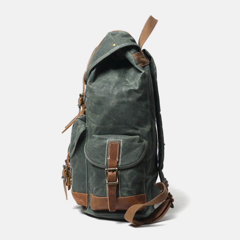 Herren Segeltuch Retro Reise Outdoor Wanderrucksack Mit Großem Fassungsvermögen Und Mehreren Taschen