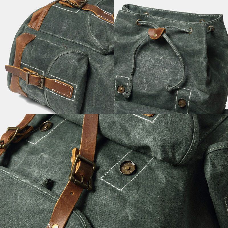 Herren Segeltuch Retro Reise Outdoor Wanderrucksack Mit Großem Fassungsvermögen Und Mehreren Taschen