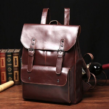 Herren Und Damen Retro Leder Rucksack Mit Großem Fassungsvermögen