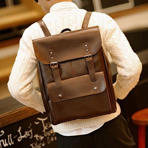 Herren Und Damen Retro Leder Rucksack Mit Großem Fassungsvermögen