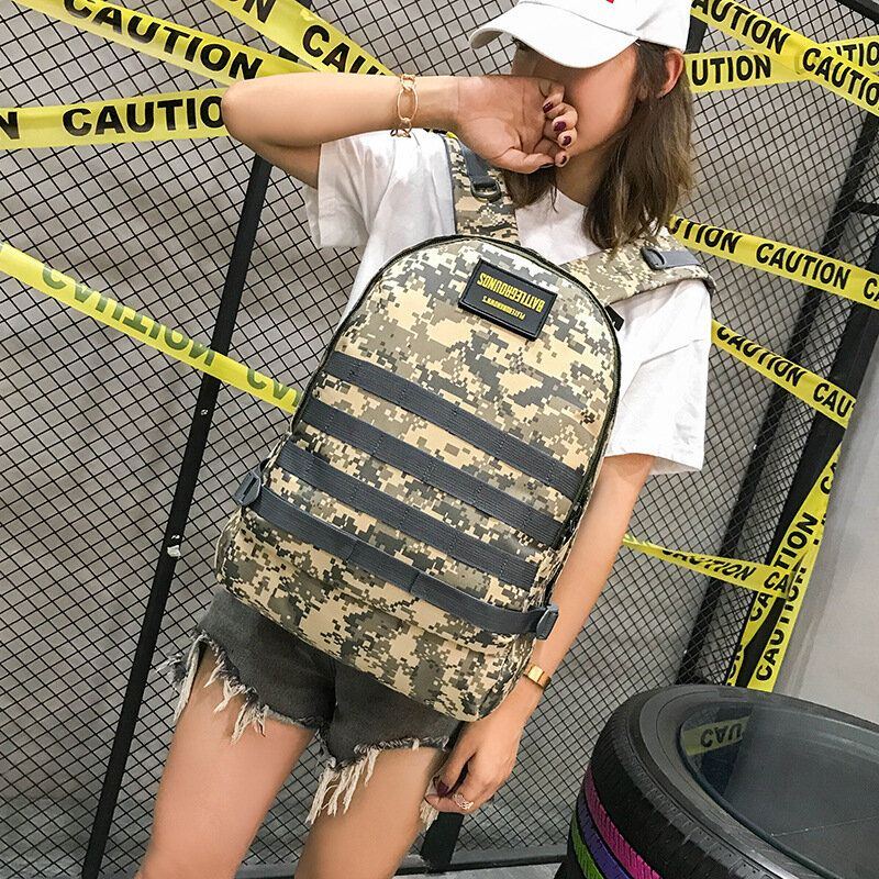 Herren Unisex Camouflage Oxford Stoff Student Schultasche Fashion Game Trend Rucksack