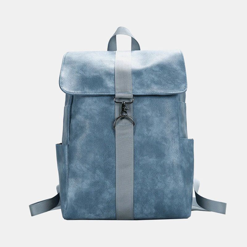 Herren Unisex Kunstleder Retro Große Kapazität Outdoor 15.6 Zoll Laptoptasche Schultasche Rucksack