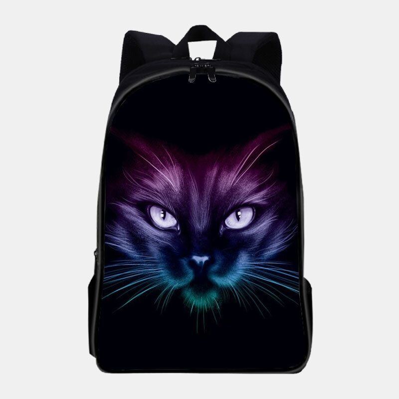 Herren Unisex Oxford Rucksack Mit Fluoreszierendem Katzenmuster Und Großem Fassungsvermögen