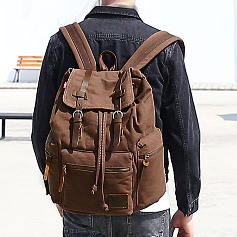 Herren Vinatge Canvas Anti Diebstahl Rucksack Studententasche Reisetasche