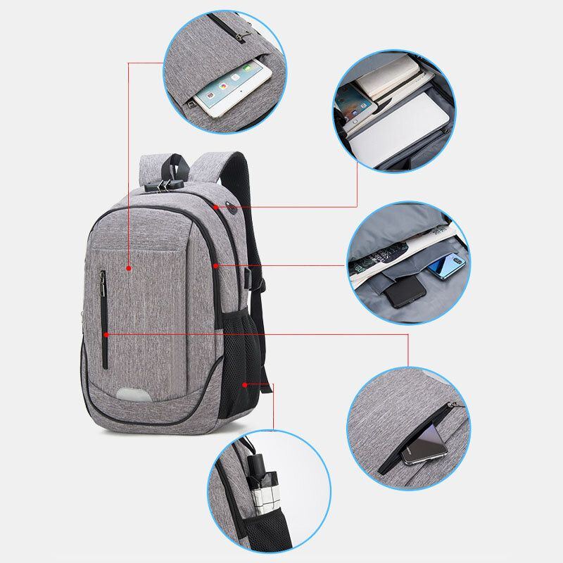 Herrenmode Mit Großer Kapazität Wasserdichter Rucksack Reisetasche Schultasche Mit Usb Ladeanschluss