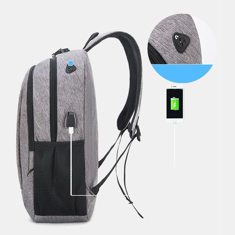 Herrenmode Mit Großer Kapazität Wasserdichter Rucksack Reisetasche Schultasche Mit Usb Ladeanschluss