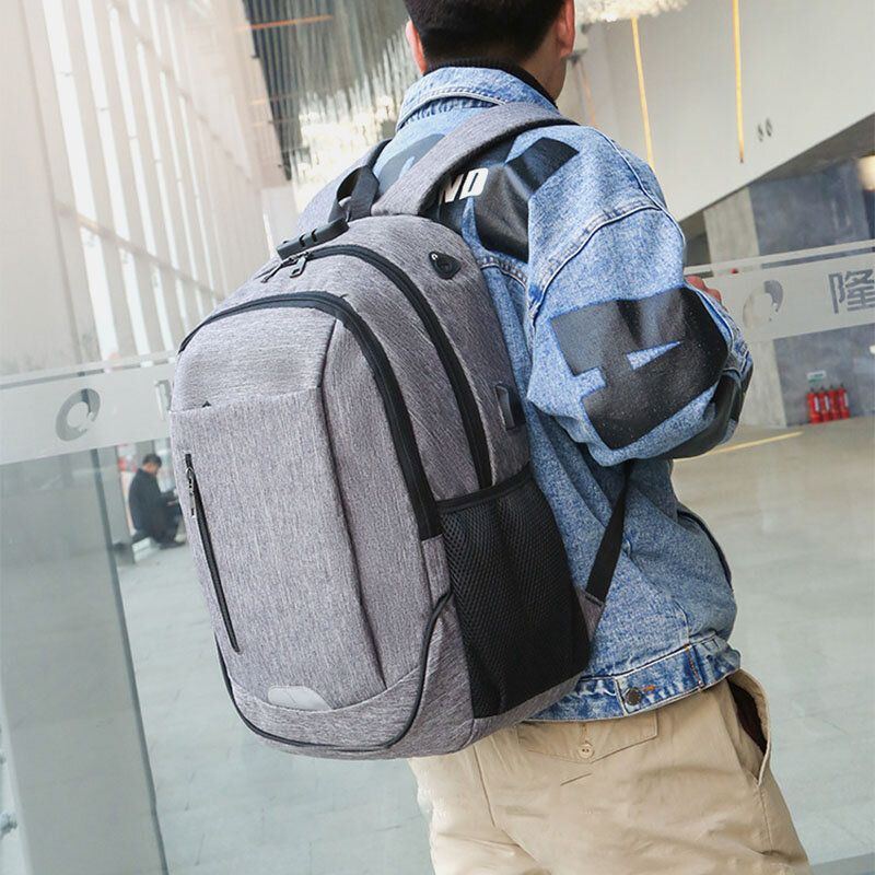 Herrenmode Mit Großer Kapazität Wasserdichter Rucksack Reisetasche Schultasche Mit Usb Ladeanschluss