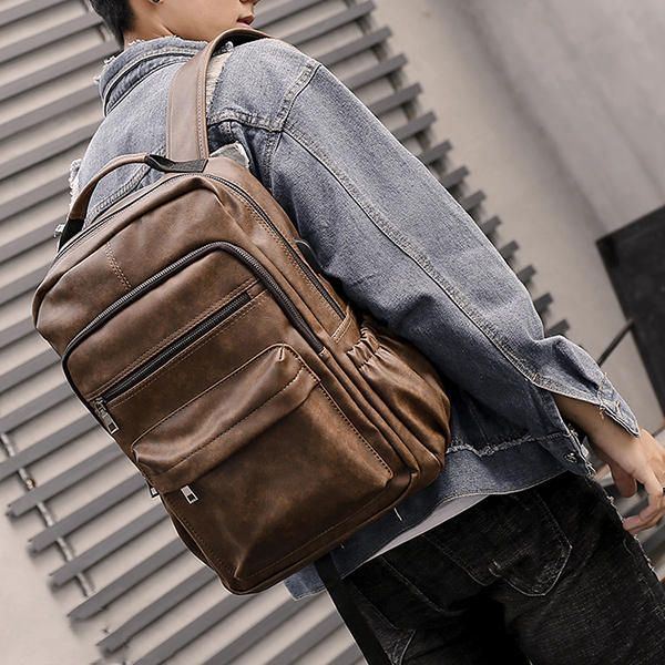 Kunstleder Laptoptasche Rucksack Umhängetasche Für Herren