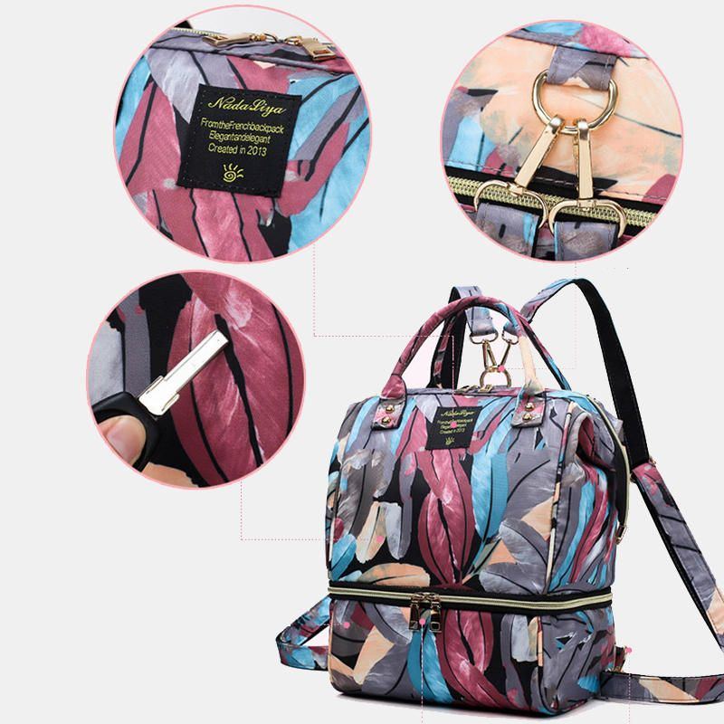 Lässiger Damen Patchwork Rucksack Aus Segeltuch Für Mamas Und Kinder